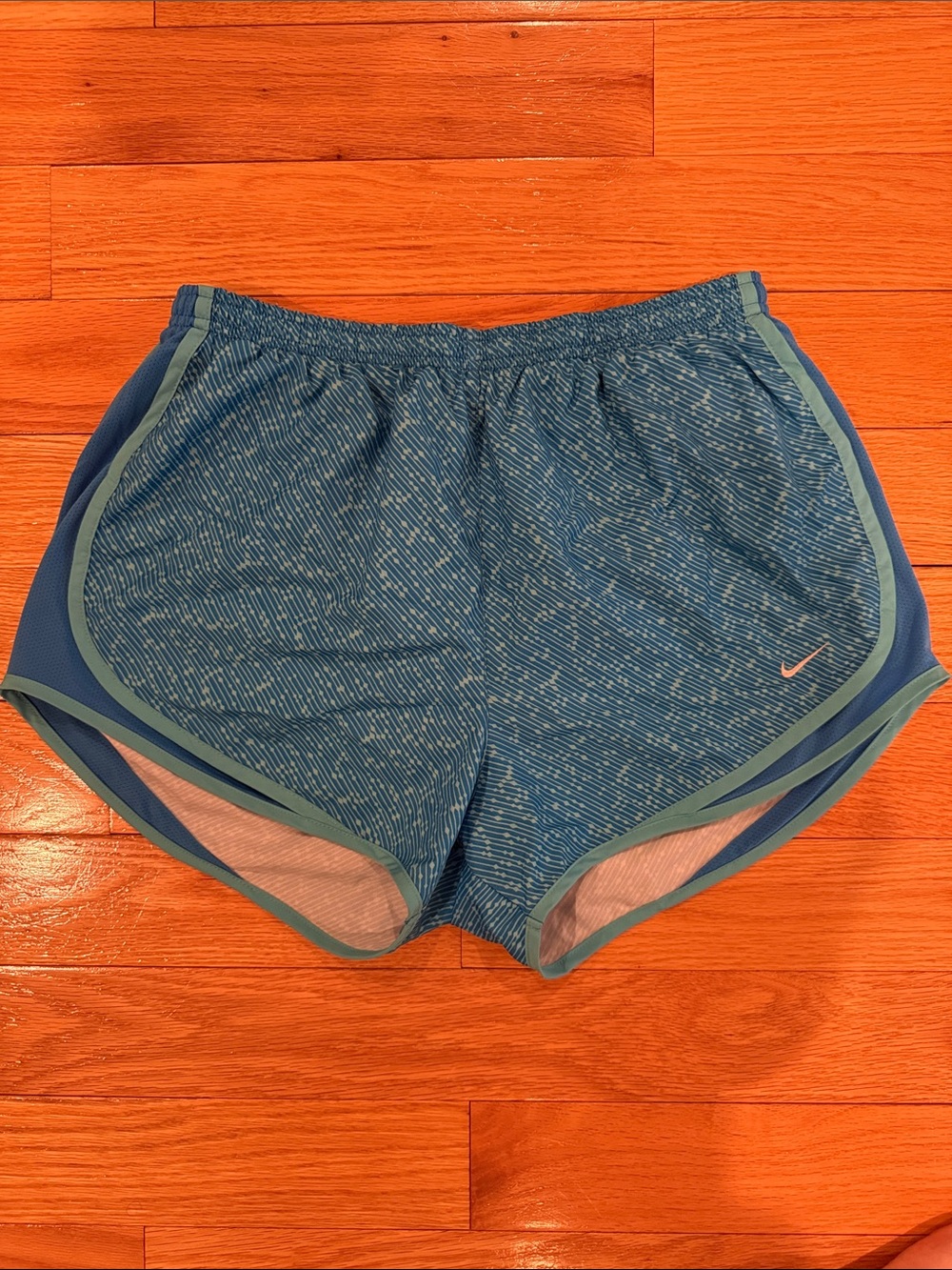 Nike Blue Heathered Women's Running Shorts with Mint Trim